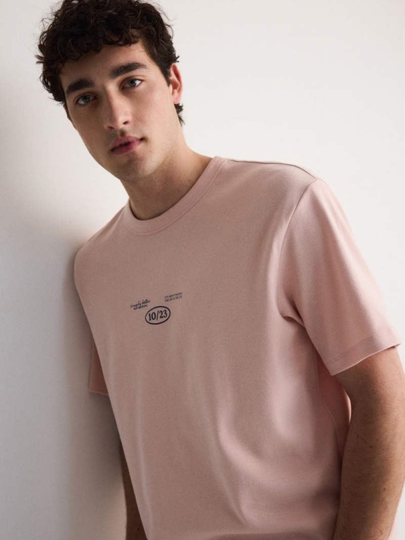 Reserved Oversized T-print T-shirts Herren Rosa | UGQ-360179