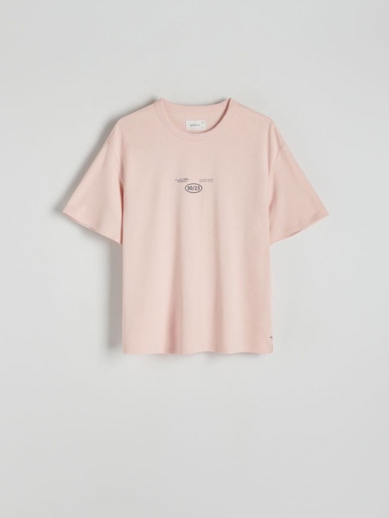 Reserved Oversized T-print T-shirts Herren Rosa | UGQ-360179