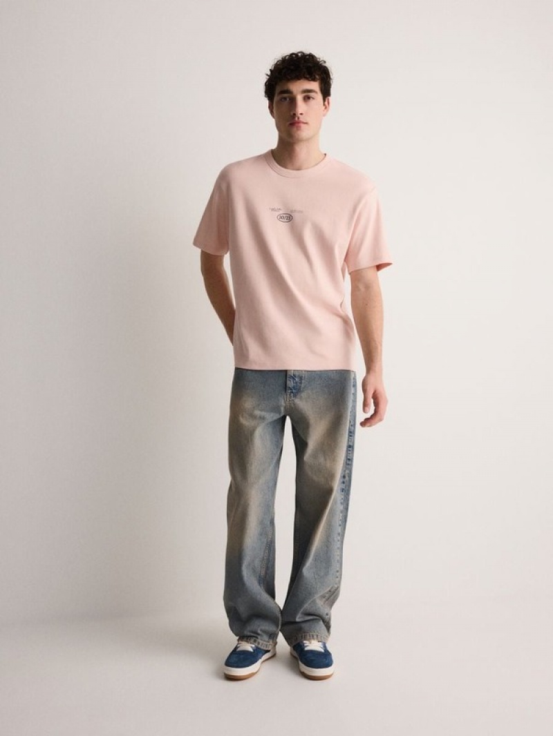 Reserved Oversized T-print T-shirts Herren Rosa | UGQ-360179