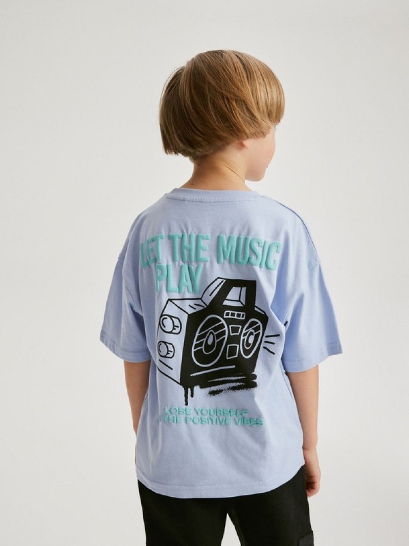 Reserved Oversized T-print T-shirts Jungen Blau | BDS-532178