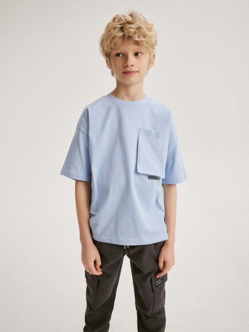 Reserved Oversized T-print T-shirts Jungen Blau | BDS-532178