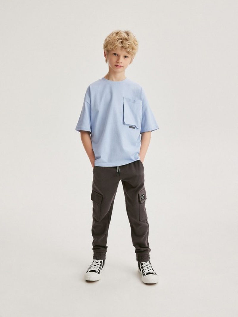 Reserved Oversized T-print T-shirts Jungen Blau | BDS-532178