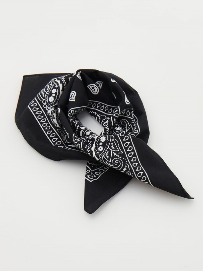 Reserved Patterned Bandanna Schals Jungen Schwarz | QEZ-340659