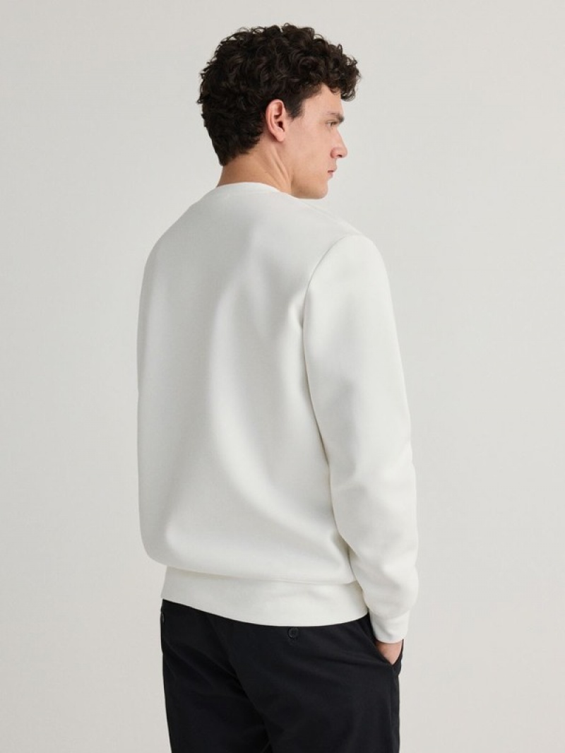 Reserved Plain Baumwoll Rich Sweatshirts Herren Weiß | QUI-104579