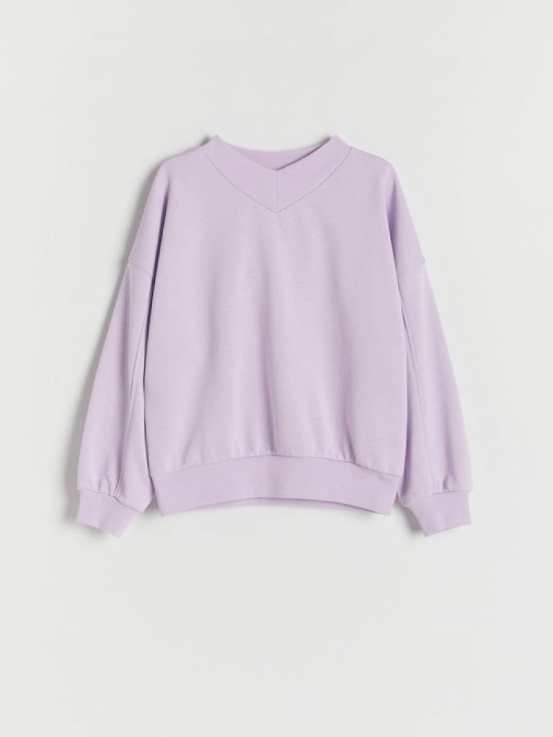 Reserved Plain Baumwoll Rich Sweatshirts Mädchen Lavendel | JRL-145698