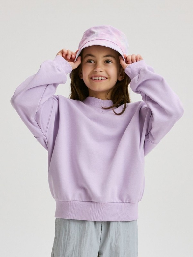 Reserved Plain Baumwoll Rich Sweatshirts Mädchen Lavendel | JRL-145698