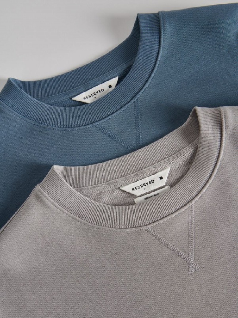 Reserved Plain Sweatshirts Herren Grau Blau | WUN-719463