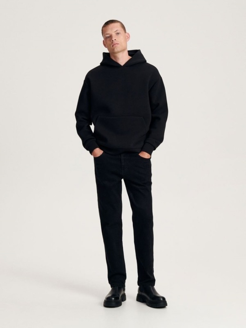 Reserved Plain Sweatshirts Herren Schwarz | USH-187642