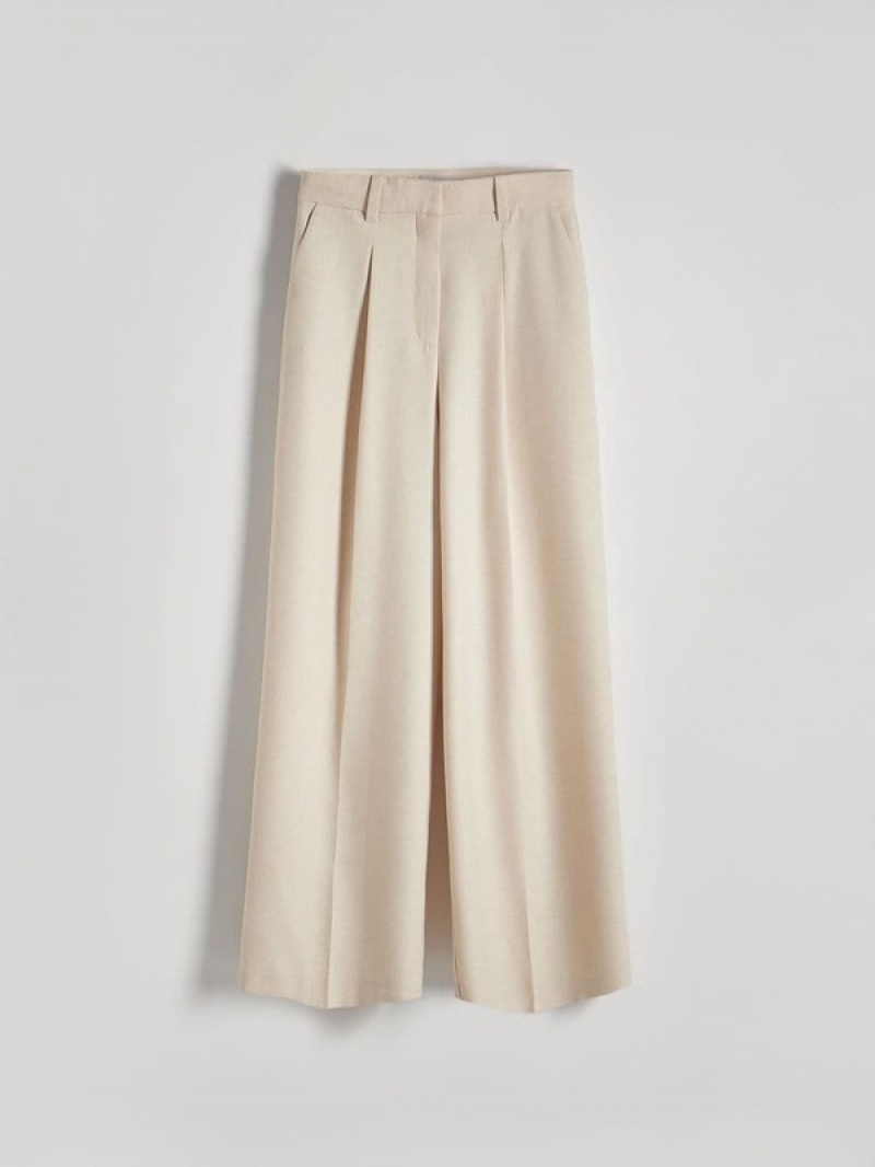 Reserved Pressed Crease Hosen Damen Beige | DKZ-341067