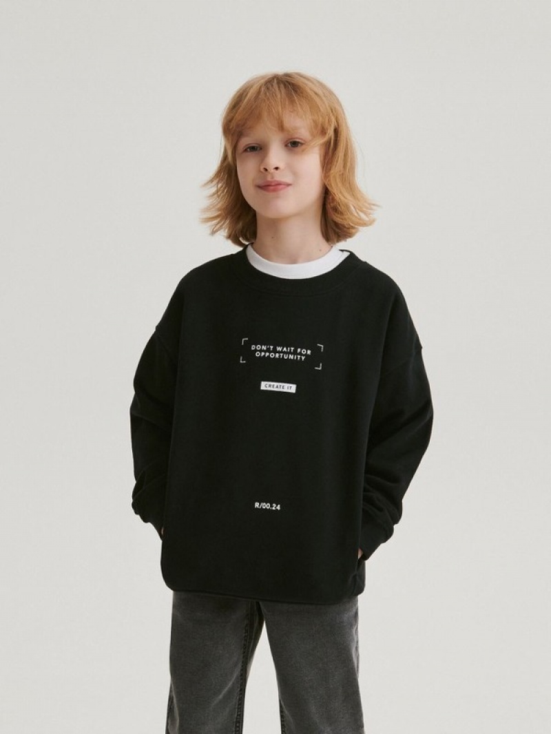 Reserved Print Pullover Jungen Schwarz | CDM-183427