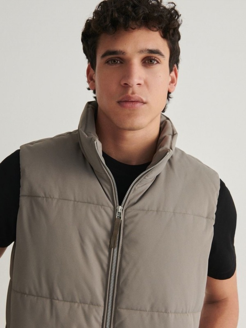 Reserved Quiltedstand Up Collar Vests Herren Grün | YWZ-857214