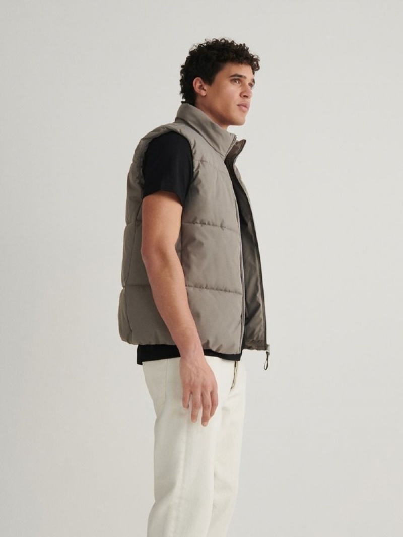 Reserved Quiltedstand Up Collar Vests Herren Grün | YWZ-857214