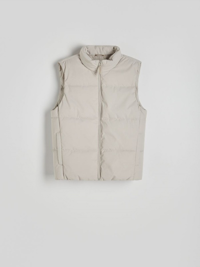 Reserved Quiltedstand Up Collar Vests Herren Beige | EHZ-269371