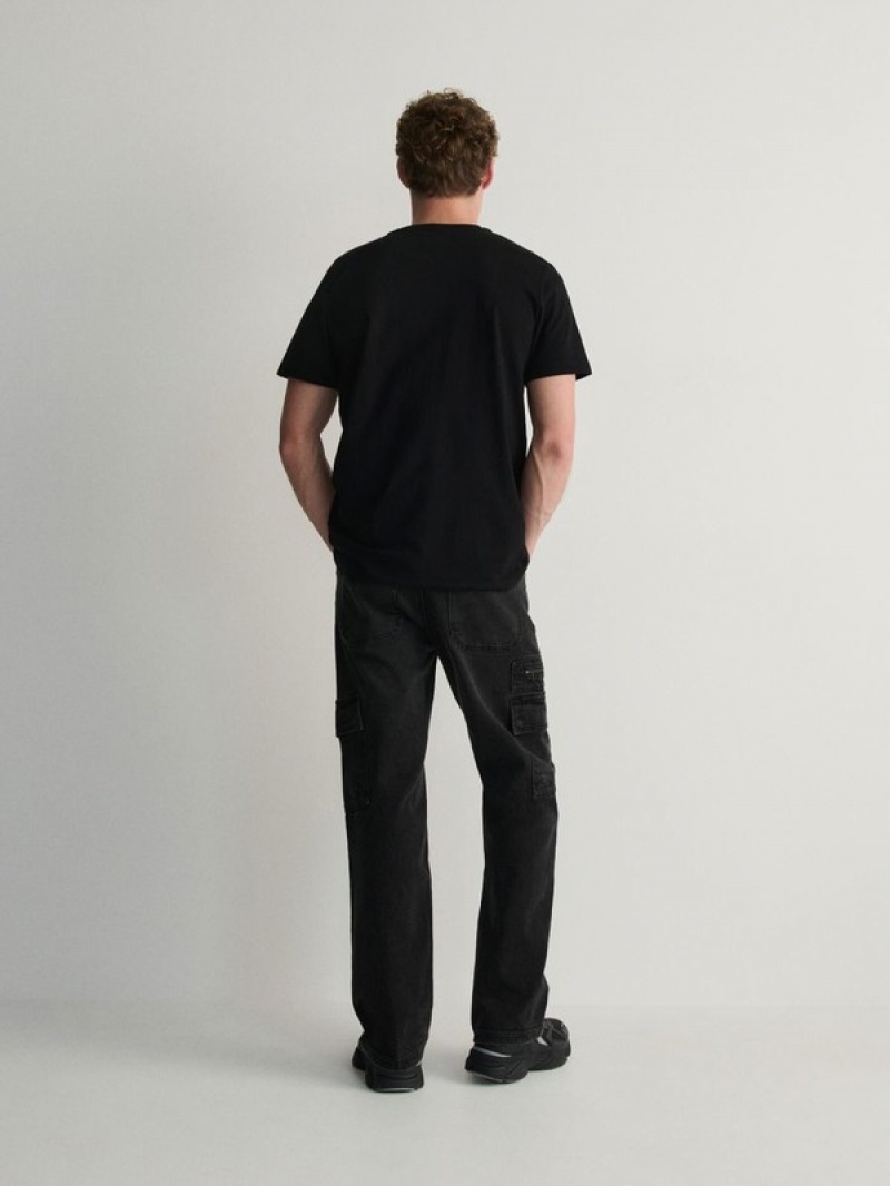 Reserved Regular Cargo Jeans Herren Schwarz | TRA-345791