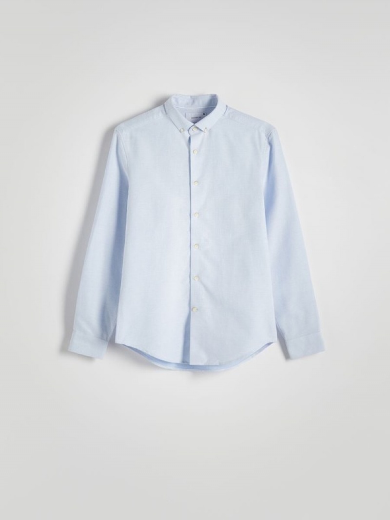 Reserved Regular Fit Plain Hemd Herren Blau | YAK-532710