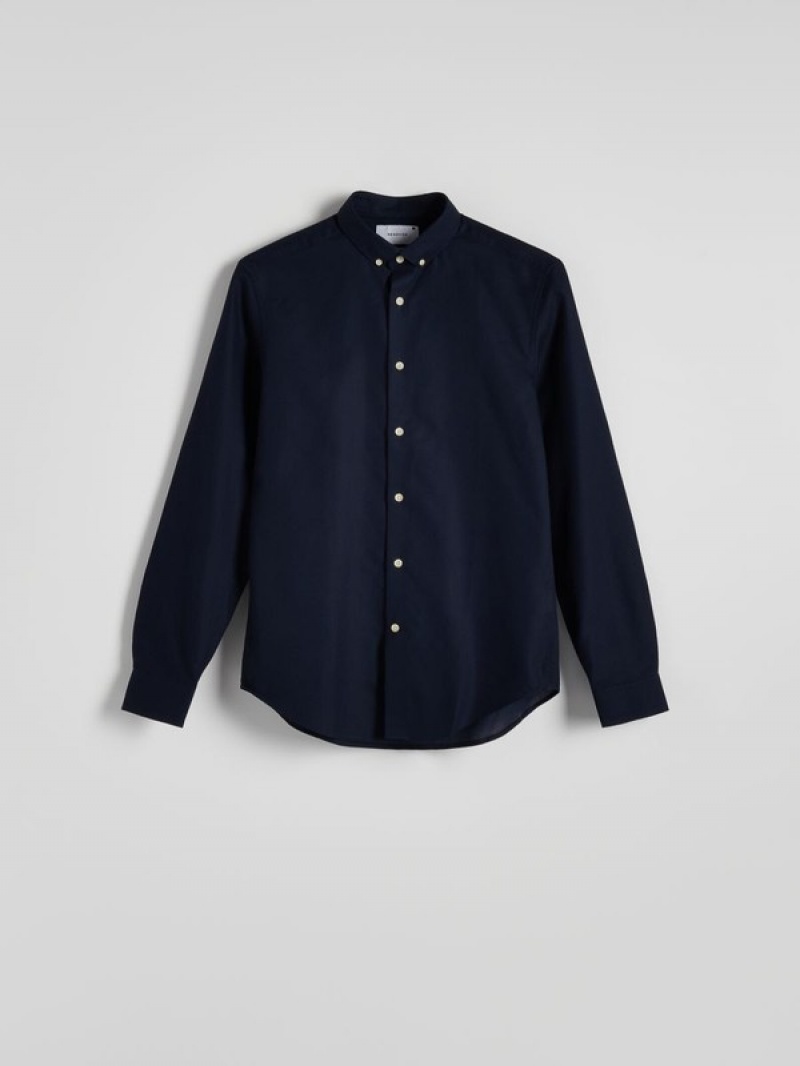 Reserved Regular Fit Plain Hemd Herren Navy | NJX-052961