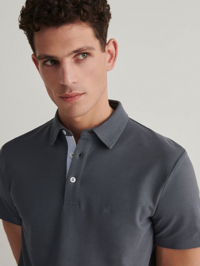 Reserved Regular Fit Polo Shirts Herren Grau Blau | VJH-175493