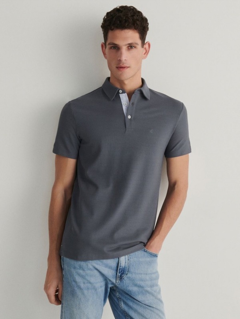 Reserved Regular Fit Polo Shirts Herren Grau Blau | VJH-175493