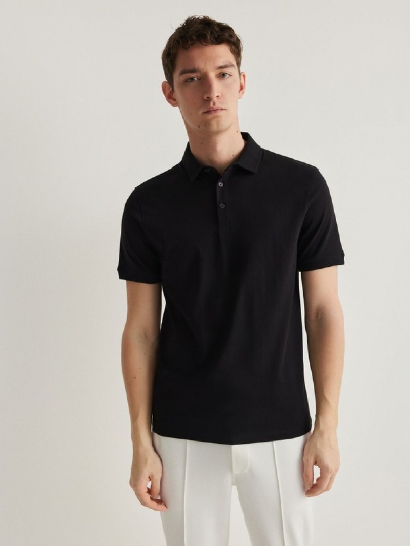 Reserved Regular Fit Polo Shirts Herren Schwarz | XUD-059678