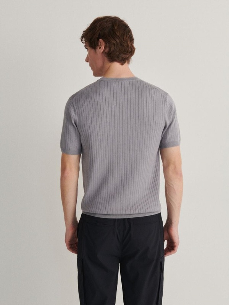 Reserved Regular Fit Rib Knit T-shirts Herren Grau | OAT-508437