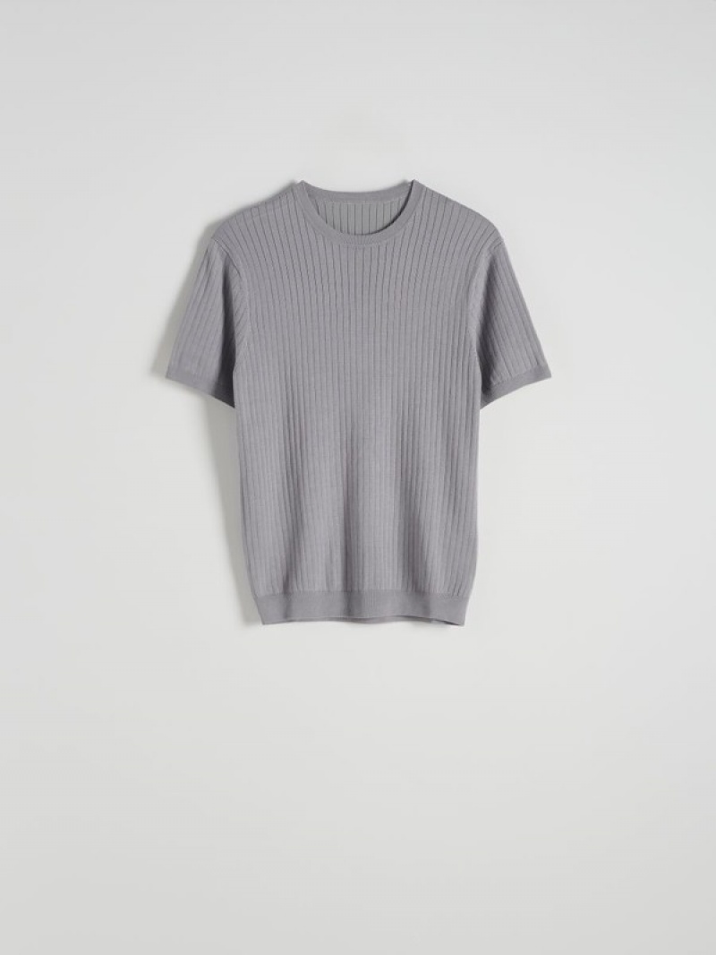 Reserved Regular Fit Rib Knit T-shirts Herren Grau | OAT-508437