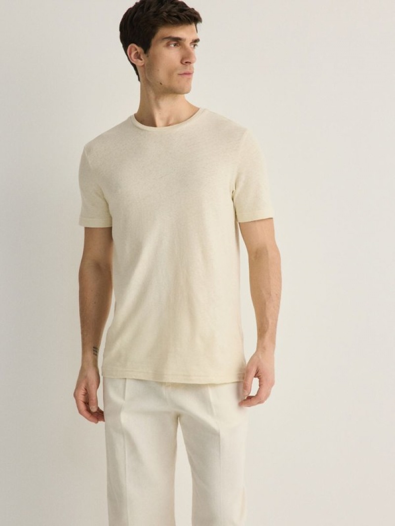 Reserved Regular Fit T-linen Blend T-shirts Herren Beige | DHU-243087