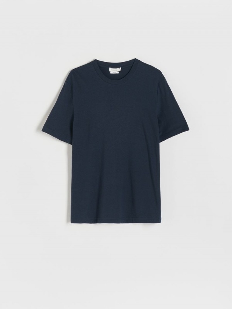 Reserved Regular Fit T-silk Blend T-shirts Herren Navy | DTR-965802