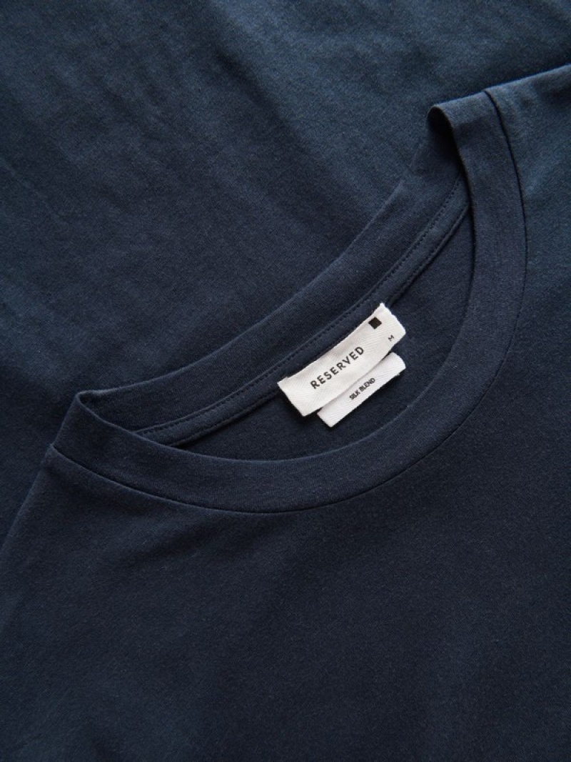 Reserved Regular Fit T-silk Blend T-shirts Herren Navy | DTR-965802