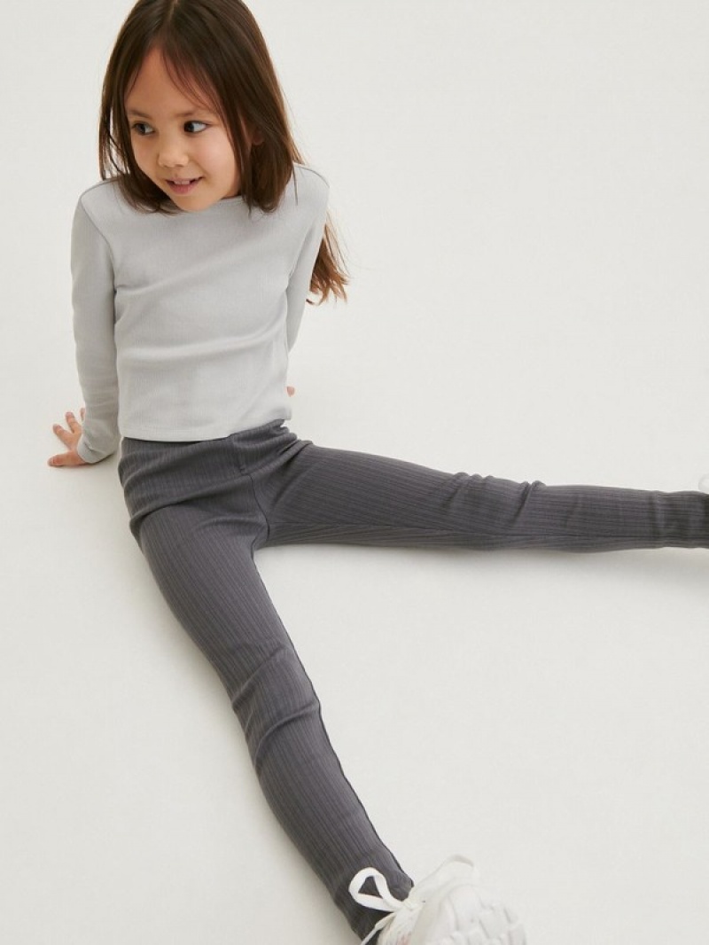 Reserved Rib Knit Jersey Leggings Hosen Mädchen Dunkelgrau | YJT-572643