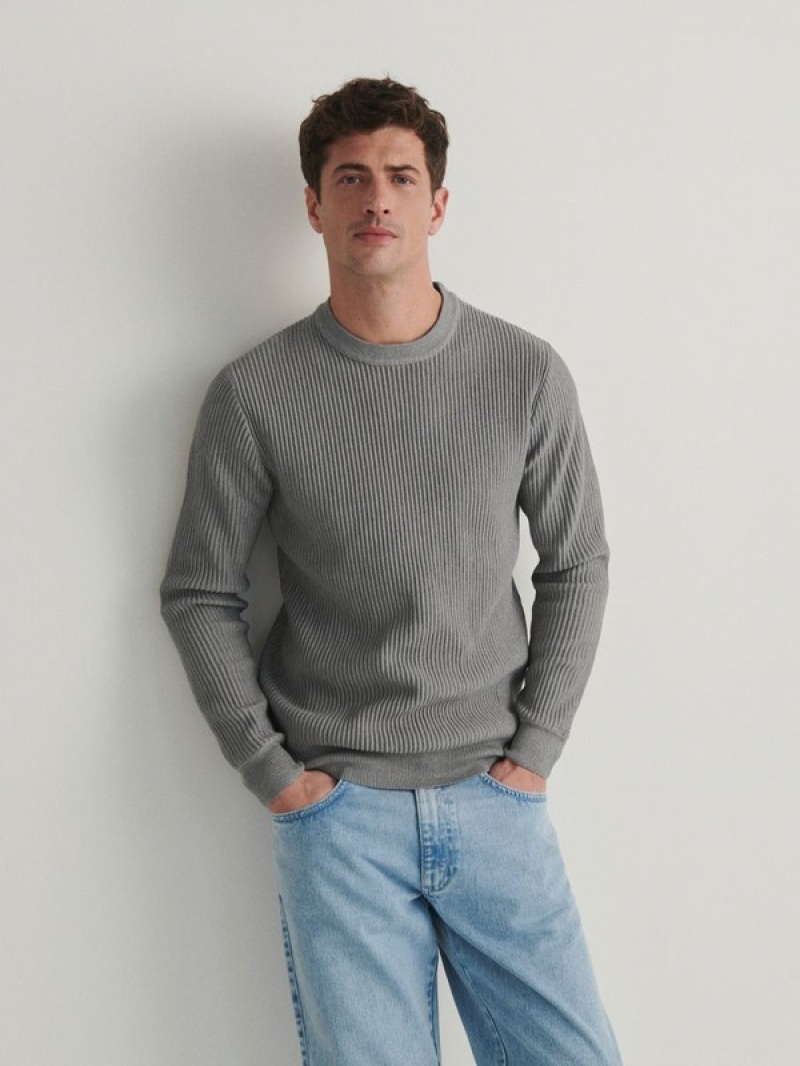 Reserved Rib Knit Pullover Herren Grau | PKR-946203