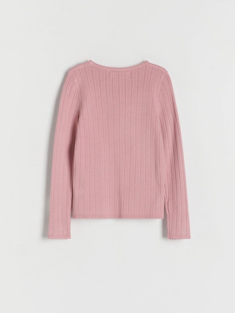 Reserved Rib Knit Pullover Mädchen Rosa | IKE-401395