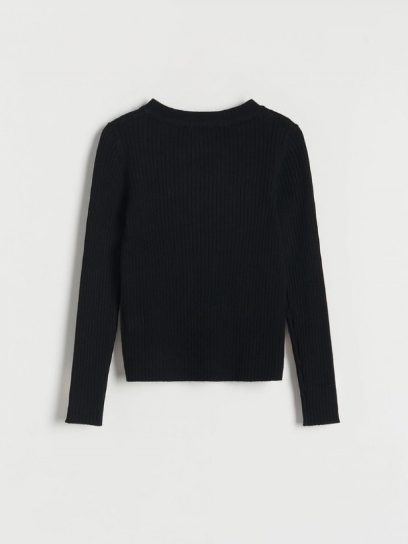 Reserved Rib Knit Pullover Mädchen Schwarz | YTZ-297806