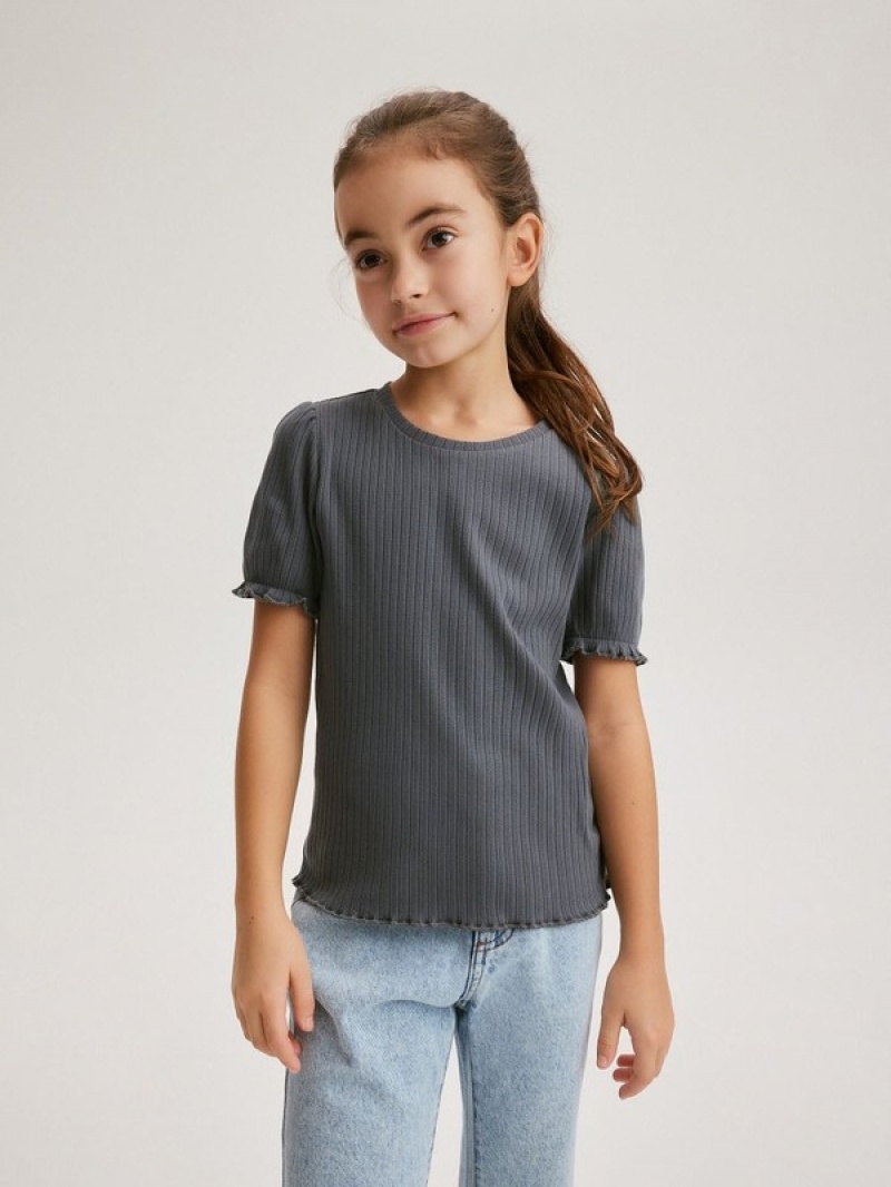 Reserved Rib Knit T-shirts Mädchen Dunkelgrau | RCP-042937