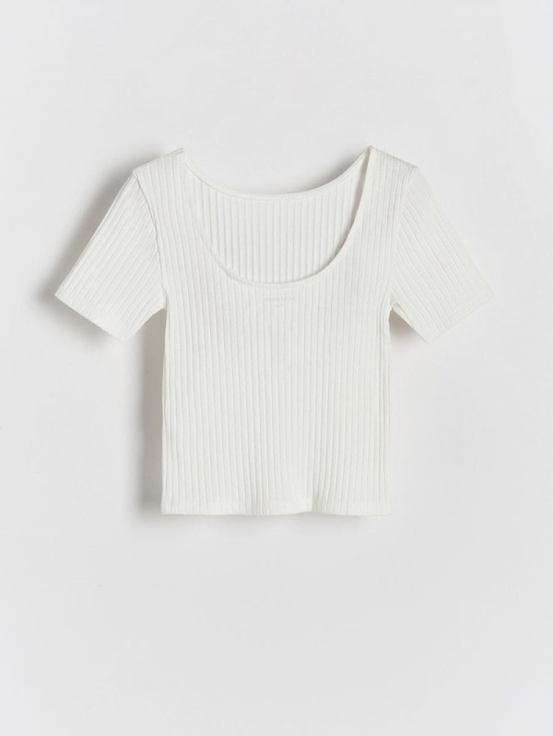 Reserved Rib Knit T-shirts Mädchen Weiß | SHL-206754