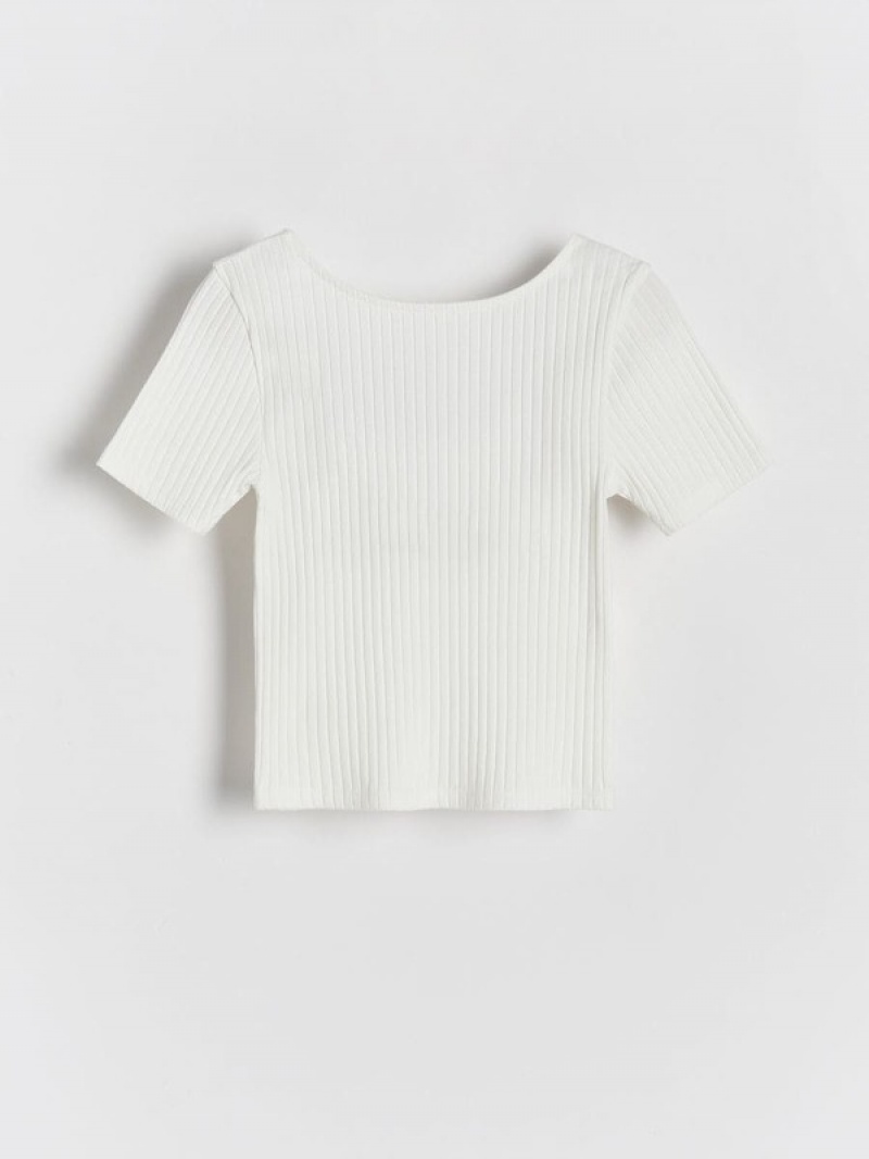 Reserved Rib Knit T-shirts Mädchen Weiß | SHL-206754