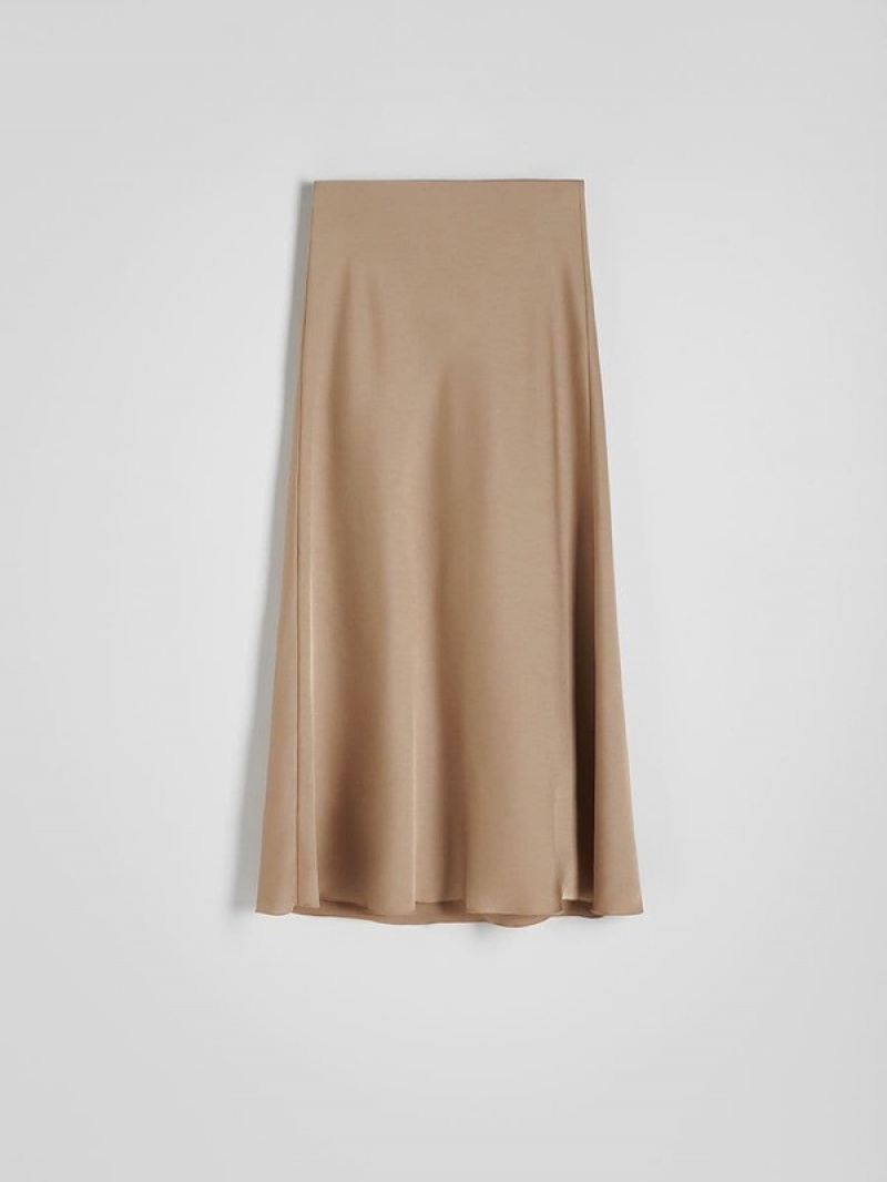 Reserved Satin Midi Röcke Damen Beige | LPD-678405