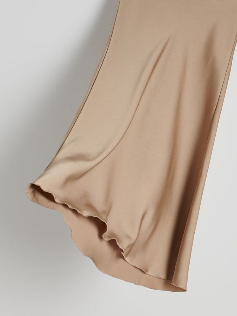 Reserved Satin Midi Röcke Damen Beige | LPD-678405