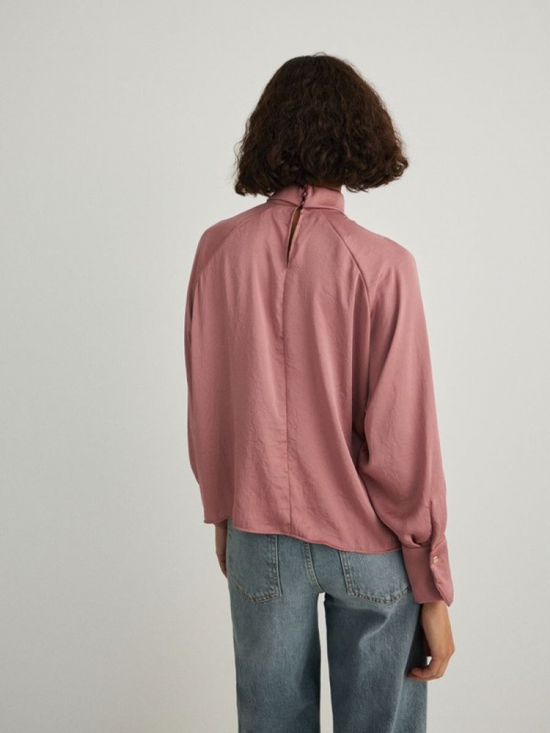 Reserved Satin Top Hemd Damen Rosa | UOC-126508