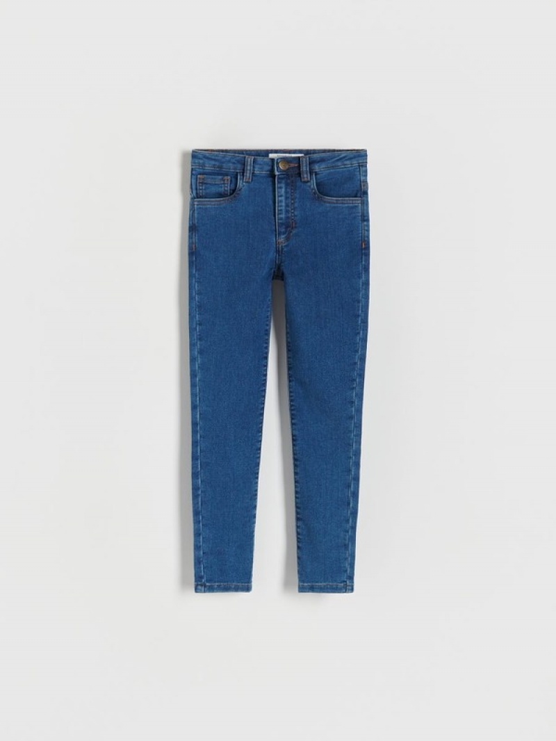 Reserved Schlank High Taille Jeans Mädchen Blau | FVO-280347