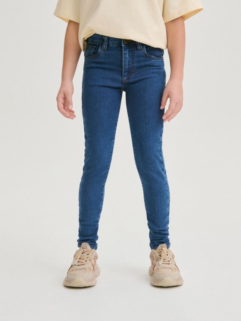 Reserved Schlank High Taille Jeans Mädchen Blau | FVO-280347