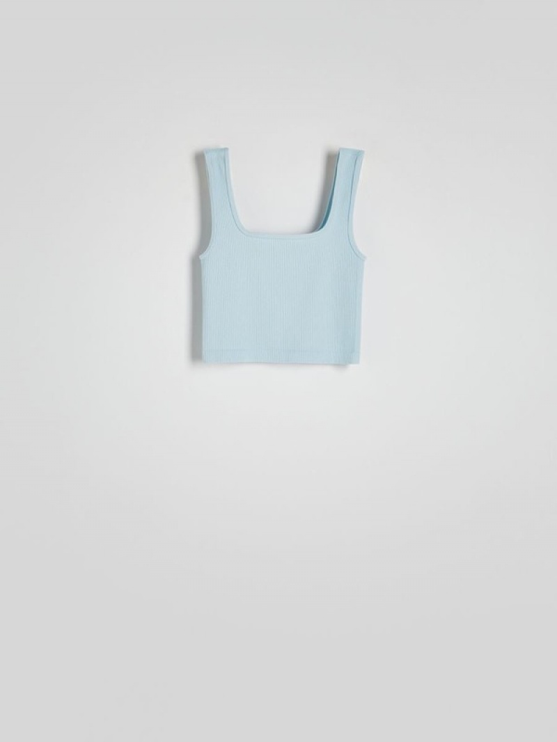 Reserved Seamless Jersey Top T-shirts Damen Blau | WYU-809271