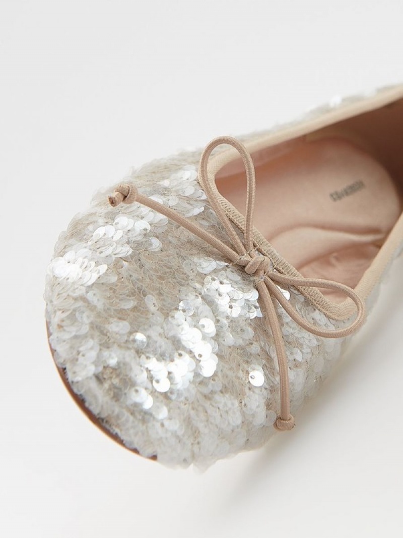 Reserved Sequin Ballerinas Halbschuhe Damen Beige | VBG-931672