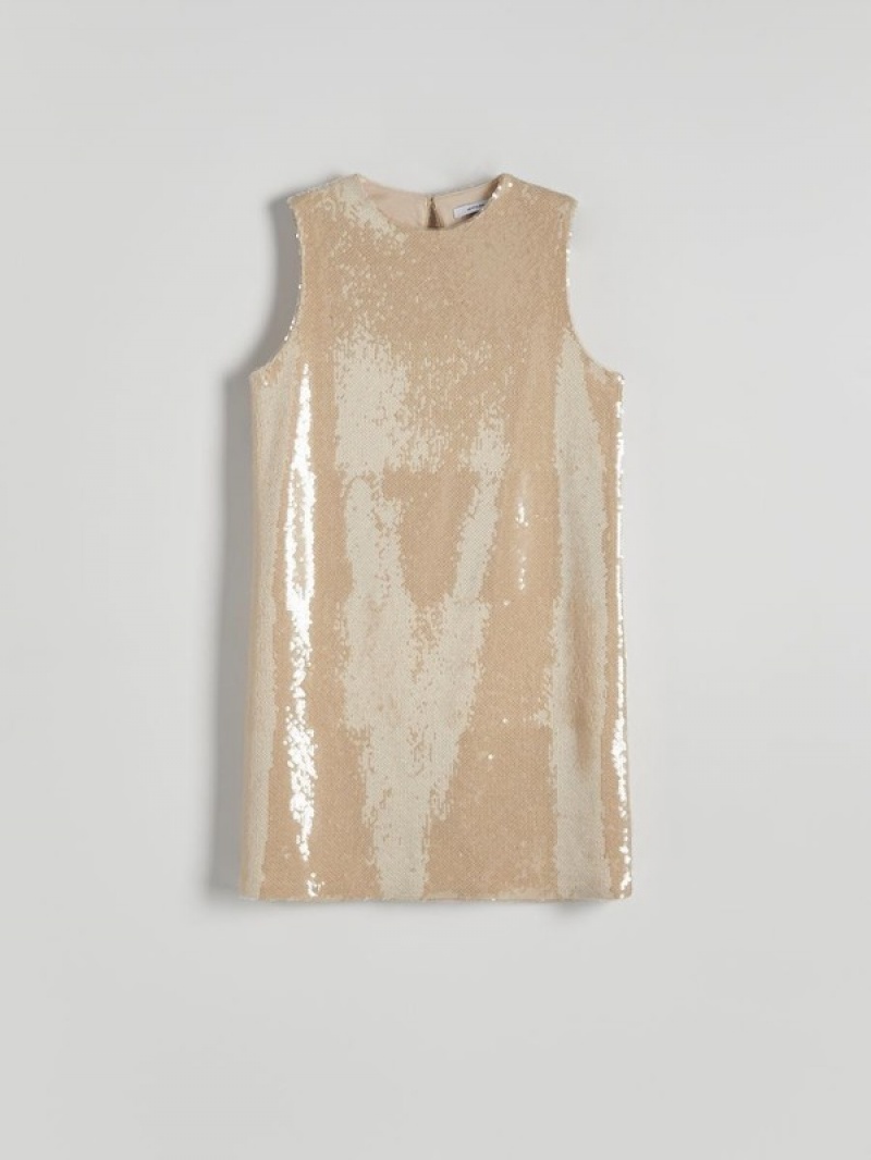 Reserved Sequin Mini Kleid Damen Beige | JHN-917382