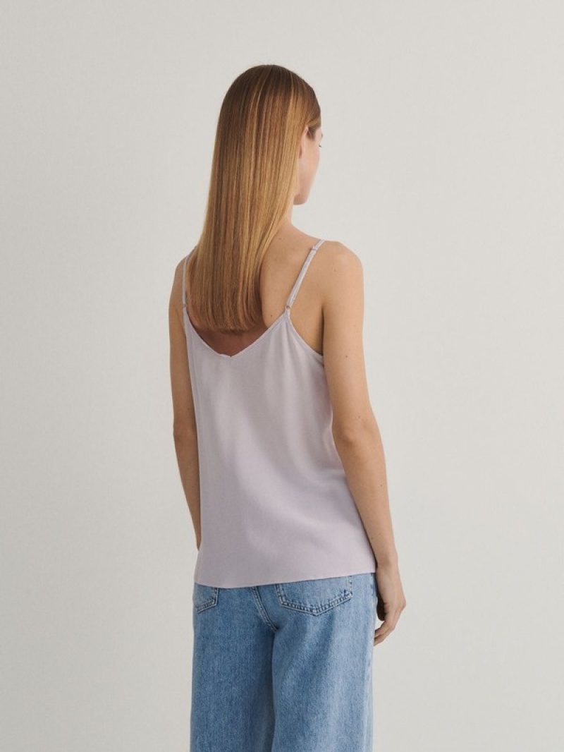 Reserved Silk Top Hemd Damen Lavendel | ZPN-851076