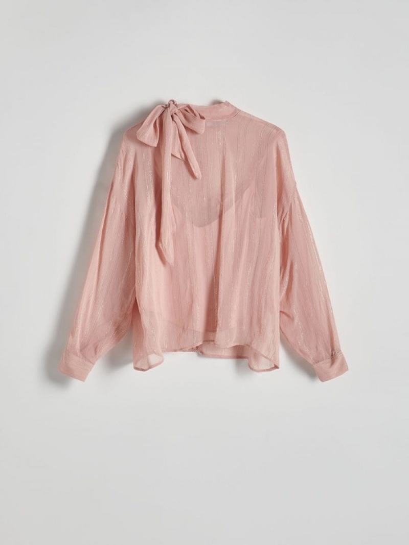 Reserved Silk Top Hemd Damen Rosa | HAU-465071