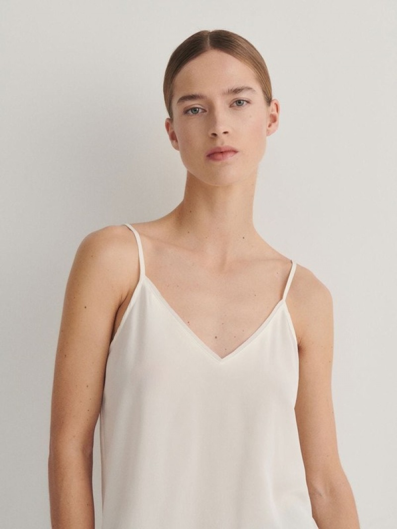 Reserved Silk Top Hemd Damen Weiß | MNT-936482