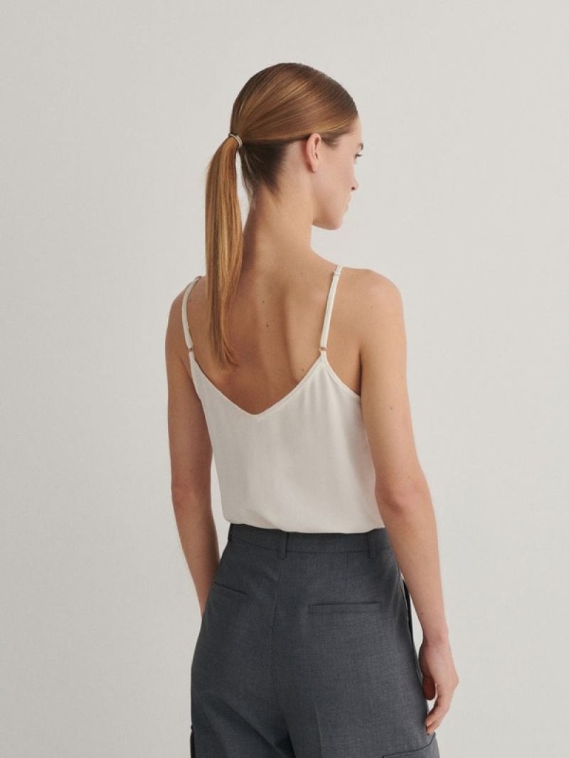 Reserved Silk Top Hemd Damen Weiß | MNT-936482