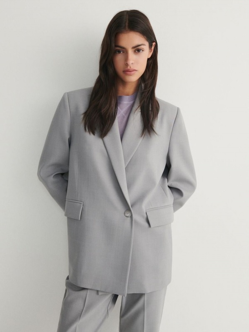 Reserved Simple Design Blazer Damen Grau | FPK-674231