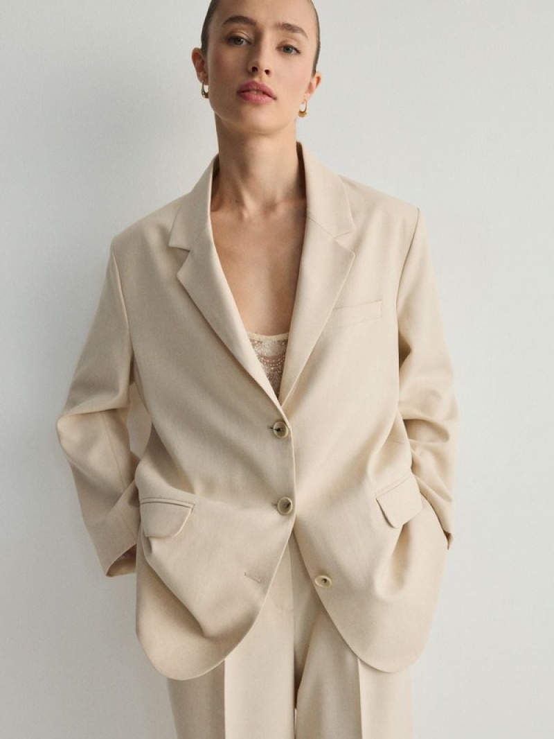 Reserved Single-breasted Blazer Damen Beige | WJG-854329