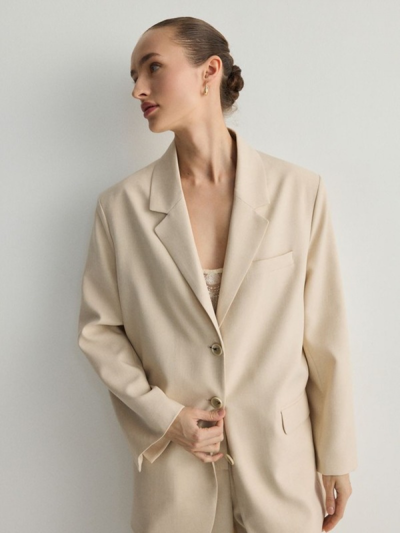 Reserved Single-breasted Blazer Damen Beige | WJG-854329